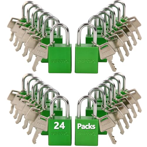 SEPOX®Ultimate Outdoor Padlocks - Pack of 24 Pcs Lock Keyed Different 72 Pcs Brass Key, Weatherproof, High-Security Padlocks in Vibrant Green, Long Shackle for Fence, Locker Lock, Yard,Lock-Out