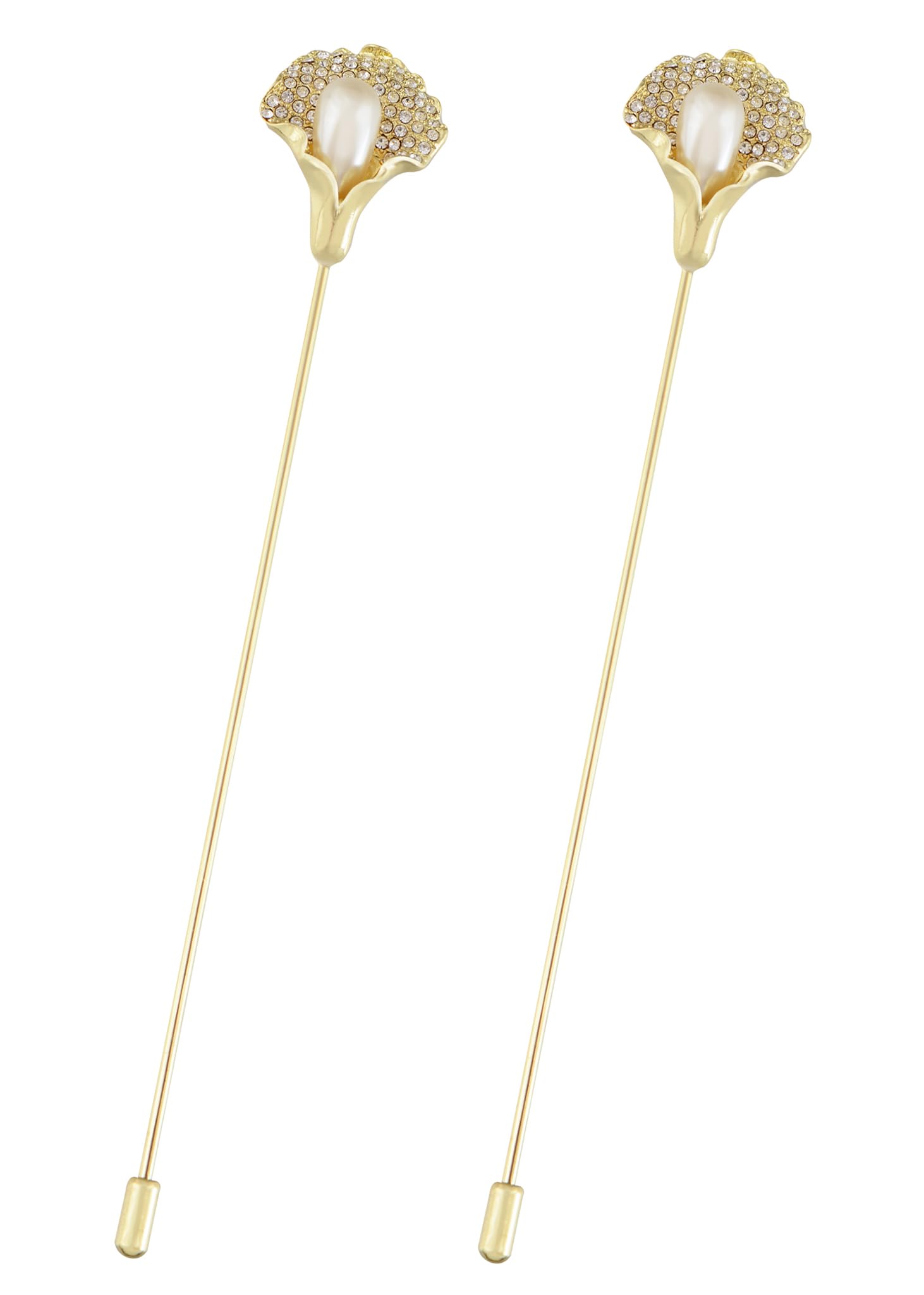 Alilang Vintage Hat Pin 5 inch Long Handle Golden Tone Lapel Pins Tie Scarf Brooch Jewelry Accessories Pack of 2/3/5