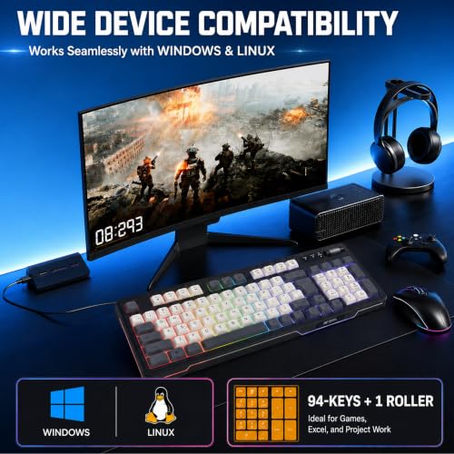 Image of Ant Esports MK740 Wired Gaming Keyboard with Rainbow RGB Backlight, 94 Keys + Multimedia Controls, Anti-Splash Design, USB Plug & Play, Durable ABS Build for PC, Laptop & Gaming