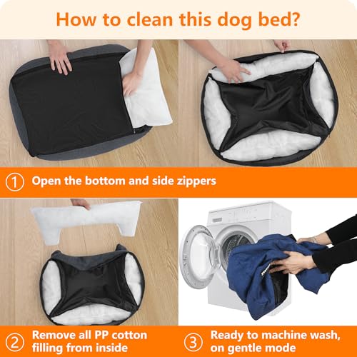HMTOPE Hundebett, Hundesofa, Hundekissen, Hundekörbchen Abnehmbar und waschbar, Navyblau, 110 x 86 x 26 cm