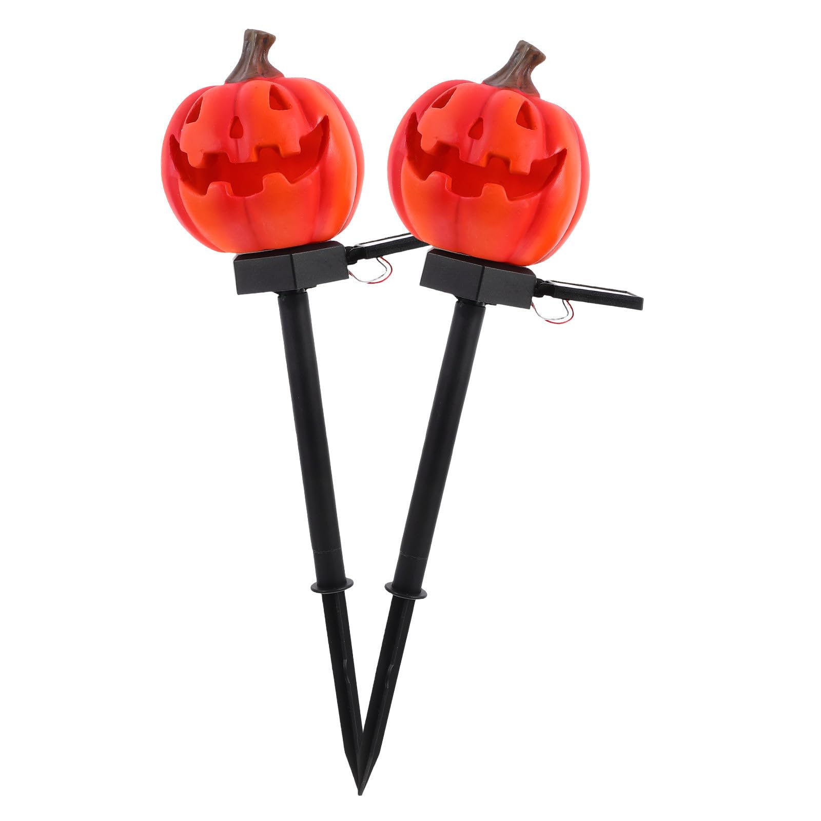 Halloween Geschenkideen Solar Gartenstecker Kürbis 2 Stück Ip55 Außen | Kunststoff und Kunstharz, Automatische Aufladung, für Rasen und Blumenbeet, Dekorative Lichtquelle