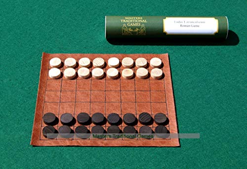Masters Traditional Games Juego Ludus Latrunculi Romano - réplica de Cuero, Piezas de Madera
