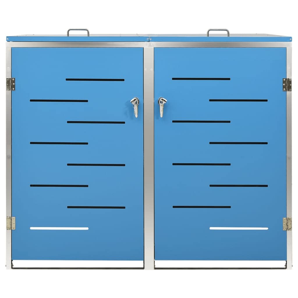 HUAKEHOM Mülltonnenbox für 2 Tonnen Mülltonnenbox 2er Abschließbar Rostfrei Müllbox Mülltonnenverkleidung Mülltonne Müllcontainer Gartenbox 138x77,5x112,5 cm Edelstahl