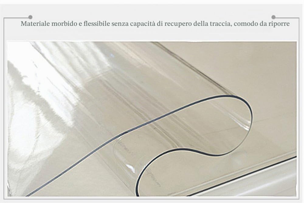 Plastica Trasparente da Cucina Pranzo Tavolo da Pranzo Copertura tovaglia Proteggi Tappetino con Labbro per Pavimenti duri Eco-Friendly Series Floor Protector (Spessore: 2 mm) (80x160cm)