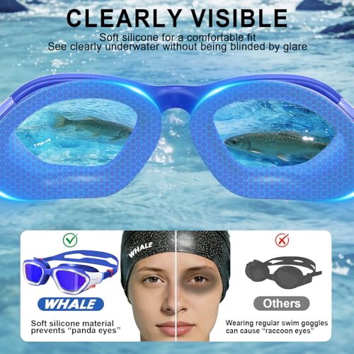 Image of Whale Swim Goggles Polarized Anti-Fog Lenses, Unisex | 100% UV Protection | Anti-Fog Goggles High Definition, Wide-Angle View