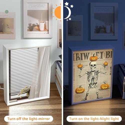 Miroir de courtoisie squelette citrouille cadeau idéal déco Halloween lumineuse