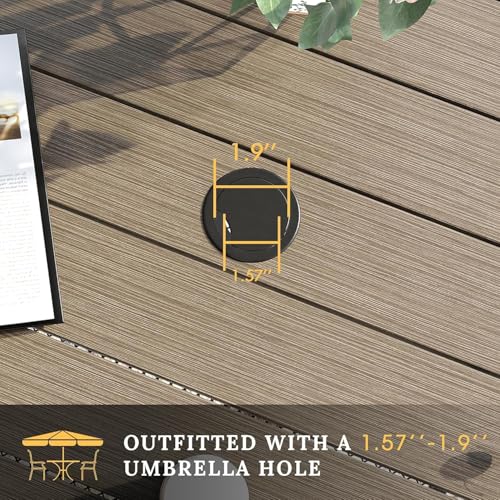 Image of VICLLAX Outdoor Dining Set for 4, 5 Pieces Patio Dining Furniture Set with Umbrella Hole- 40.2 inch Patio Table and Chairs for Balcony, Garden and Deck, Grey Wood Grain Tabletop