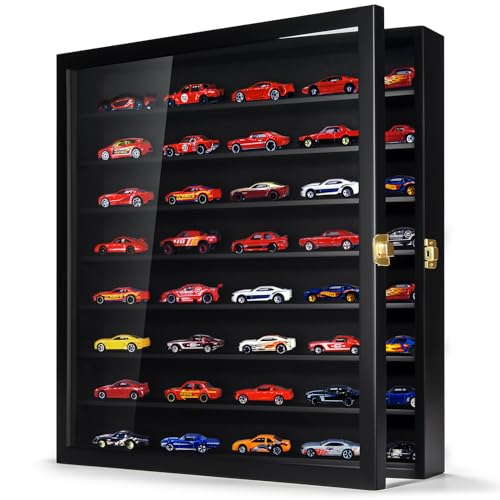Image of TJ.MOREE Model Car Display Case 1 /64 Scale Diecast Wall-Mounted for Mini Toys and Small Wheels, Black