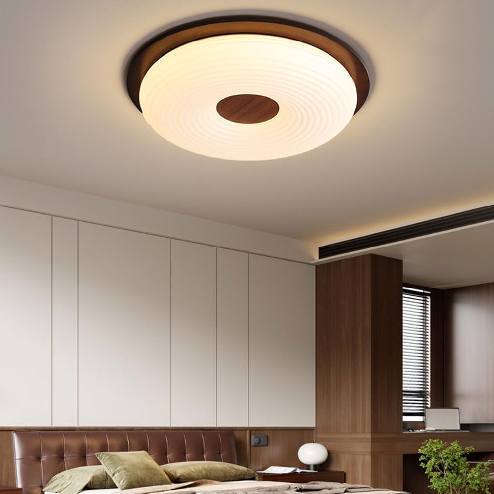 Lampa sufitowa z drewna orzechowego, unikalny styl 6 kształtów, wpuszczana lampa sufitowa w kształcie kwiatu, z drewnianą podstawą, oprawa LED w stylu japońskim do przedpokoju, sypialni, ganku