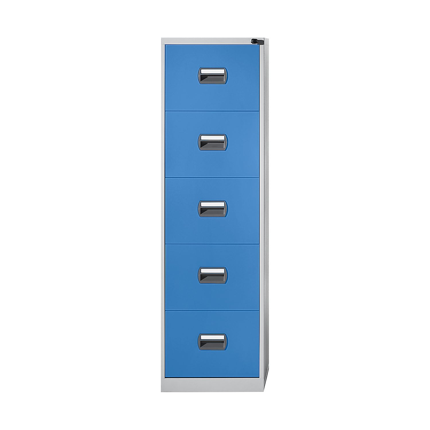 eurokraft basic | Classificatore per cartelle sospese | 1 corsia | 5 cassetti | grigio chiaro / blu chiaro