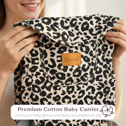 Image of Baby Carrier Newborn to Toddler(8-30lbs), Toddler Carrier Baby Holder Carrier with Adjustable Shoulder Strap, Chest Carriers, Beige Leopard Print