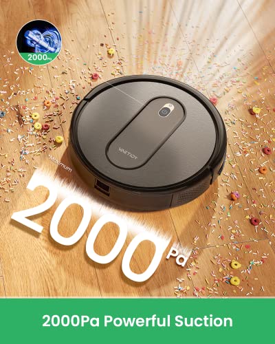 Vactidy Robot Vacuum with 2000Pa Suction Power, 2.4GHz WiFi/App/Alexa/Siri Control, Self-Charging Robotic Vacuum Cleaner for Low Carpet, Pet Hair, Hard Floors 4 Vactidy Robot Vacuum with 2000Pa Suction Power, 2.4GHz WiFi/App/Alexa/Siri Control, Self-Charging Robotic Vacuum Cleaner for Low Carpet, Pet Hair, Hard Floors - Image 2