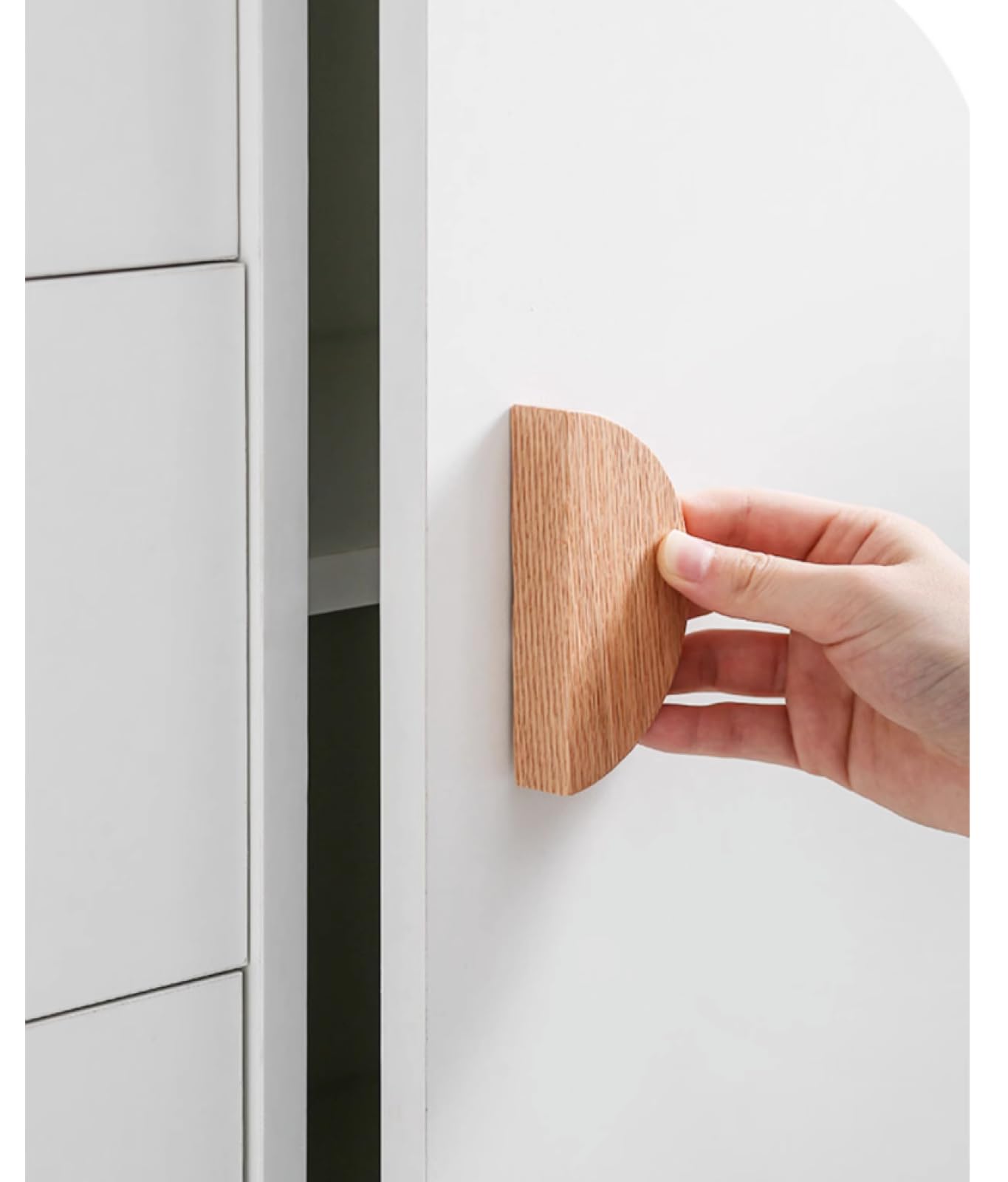 PILYON Pomelli Per Mobili Moderni 1 Pezzi Semicircolare Porta Dell'Armadio Maniglia In Legno Armadio Scarpiera Cassetto Pomello E Maniglia,Rovere Mezzo Tondo Diametro 160mm