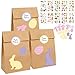 Ostertüten Zum Befüllen , 12-DIY Papiertüten ostern , geschenktüten ostern mit 36 dekorative Aufkleber und 10 Tattoo-Aufkleber für Kind
