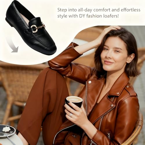 Image of DeYashopin Womens Loafers Shoes Fashion Low Heel Slip on Shoes Comfortable Driving Flats