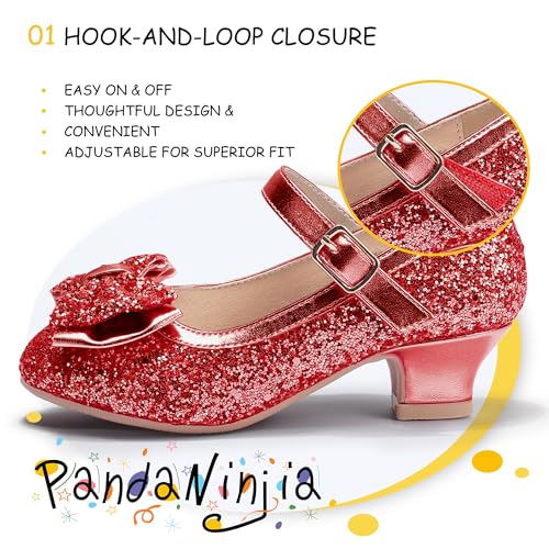 Image of PANDNAINJIA Girls Dress Shoes Toddler Heels Mary Jane Pumps