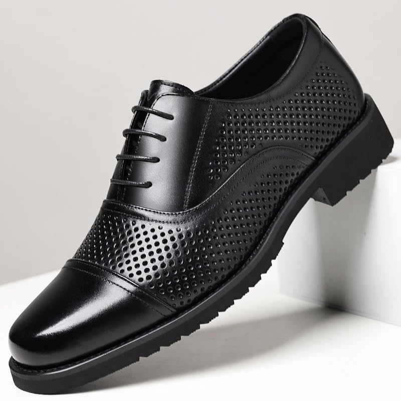 Black Dress Shoe Laces for Men Lace Up Genuine Leather Vintage Oxfords Waterproof Business Formal Derby Shoes4