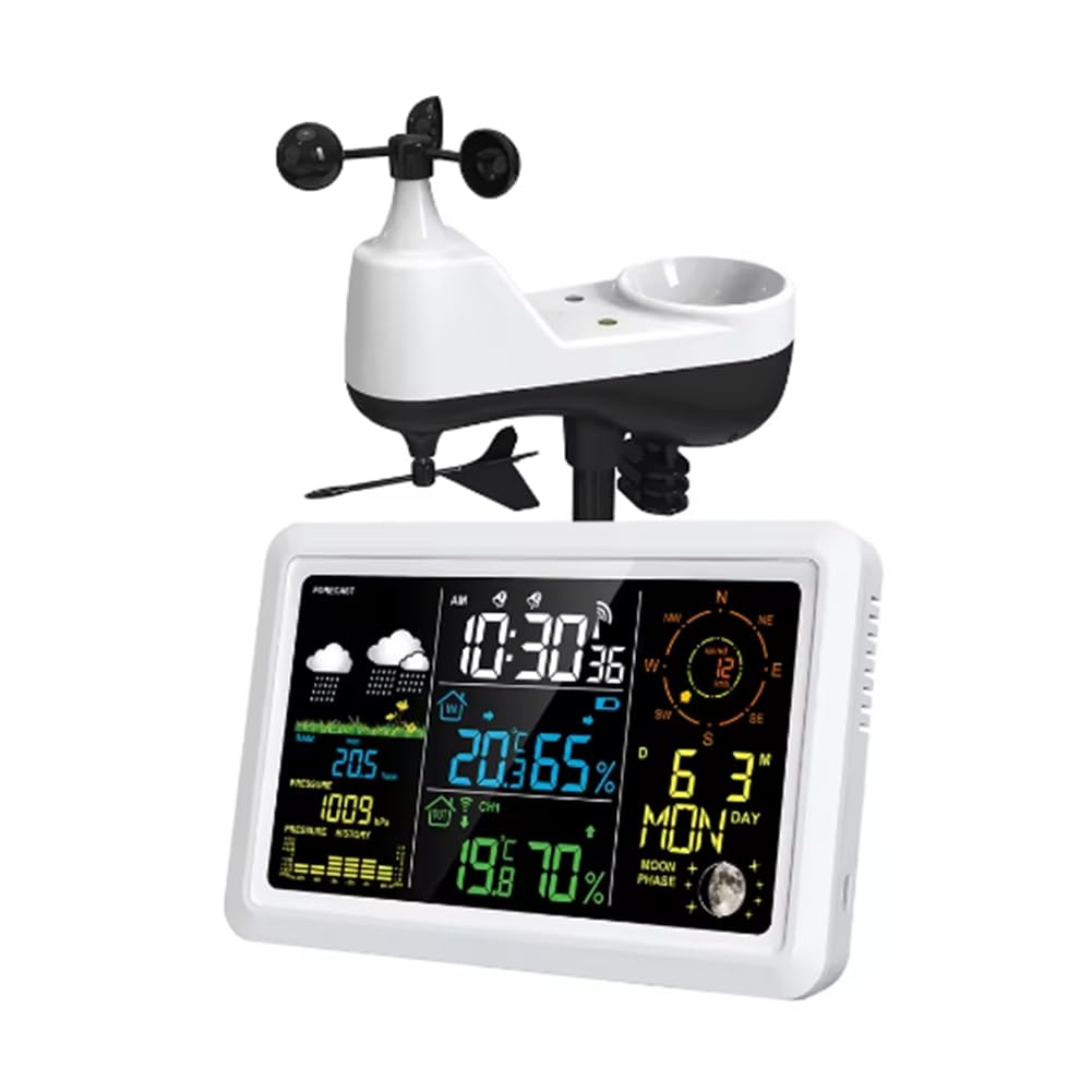 Station météo VA écran LCD connectée mesure vent force direction et cycles de lune