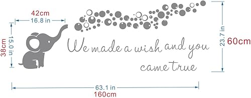 Miniatura 2 de Adhesivo decorativo de pared para habitación del bebé elefante de bebé calcomanía de pared de burbujas que soplan el papel de vinilo con citas de We