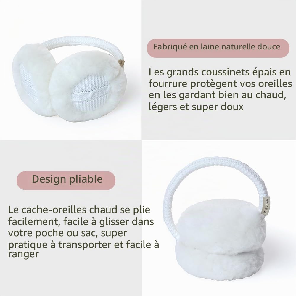 MGGMOKAY Hiver en Plein Air Couvre-oreilles pour Hommes Femmes,cache-oreilles en peau de mouton,Cache-oreilles Chauds