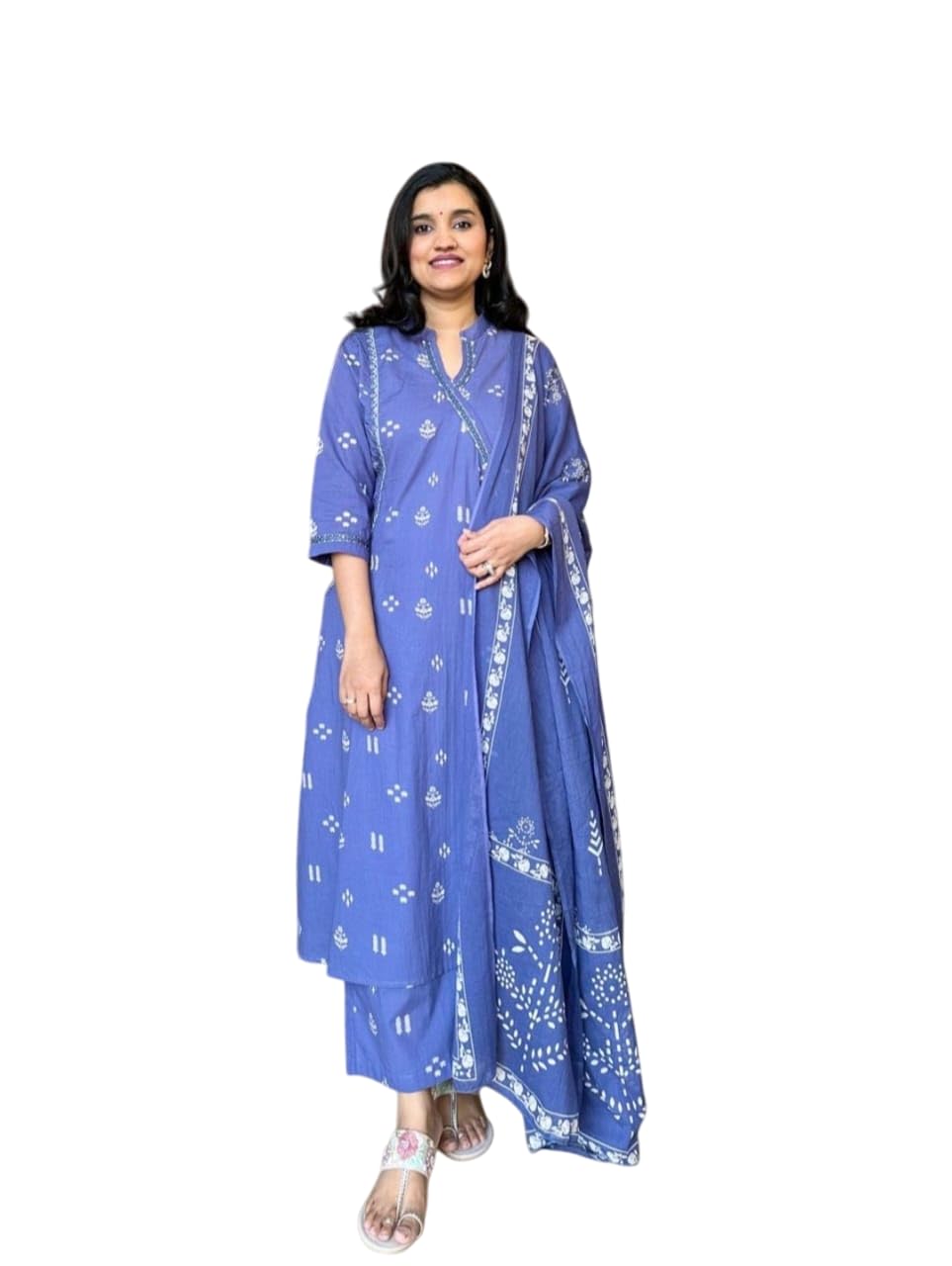 Buy Women's Cotton Embroidered Anarkali Kurti with Pant and