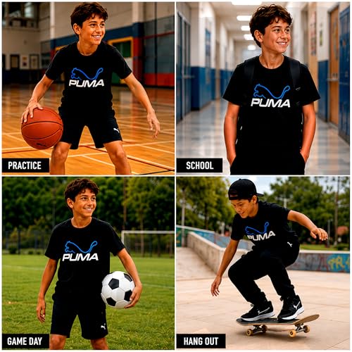 Image of PUMA Boys T-Shirts Athletic Crewneck Short Sleeve Tees (Sizes S-XL)