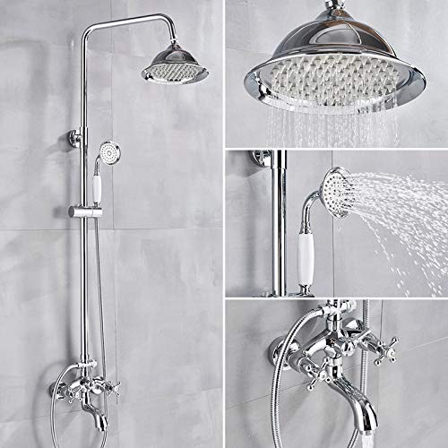 Robinet de douche chromé et mitigeur de bain avec ensemble de douche de baignoire complet mural
