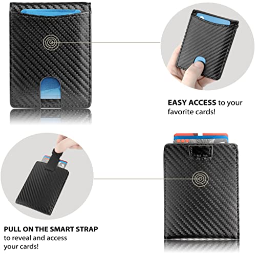 RFID Blocking Slim Bifold Genuine Genuine Leather Minimalist Front Pocket Wallets for Men with Money Clip Thin Gift Mens Wallet (Carbon Fiber)4