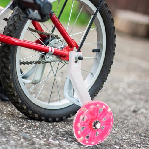 Ruedas de Entrenamiento Holibanna de 16 pulgadas con luces intermitentes rosas y soporte en trípode para bicicleta miniatura 4