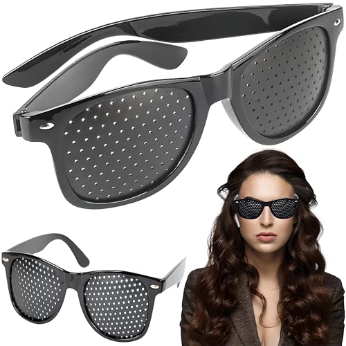 Retoo Gafas Estenopeicas Entrenamiento Ocular, Estenopeicas Antifatiga, Reticulares Anteojos Estenopeicos, Pinhole Negras, Ocular de Relajación y Mejora de La Visión la Vista, unisex