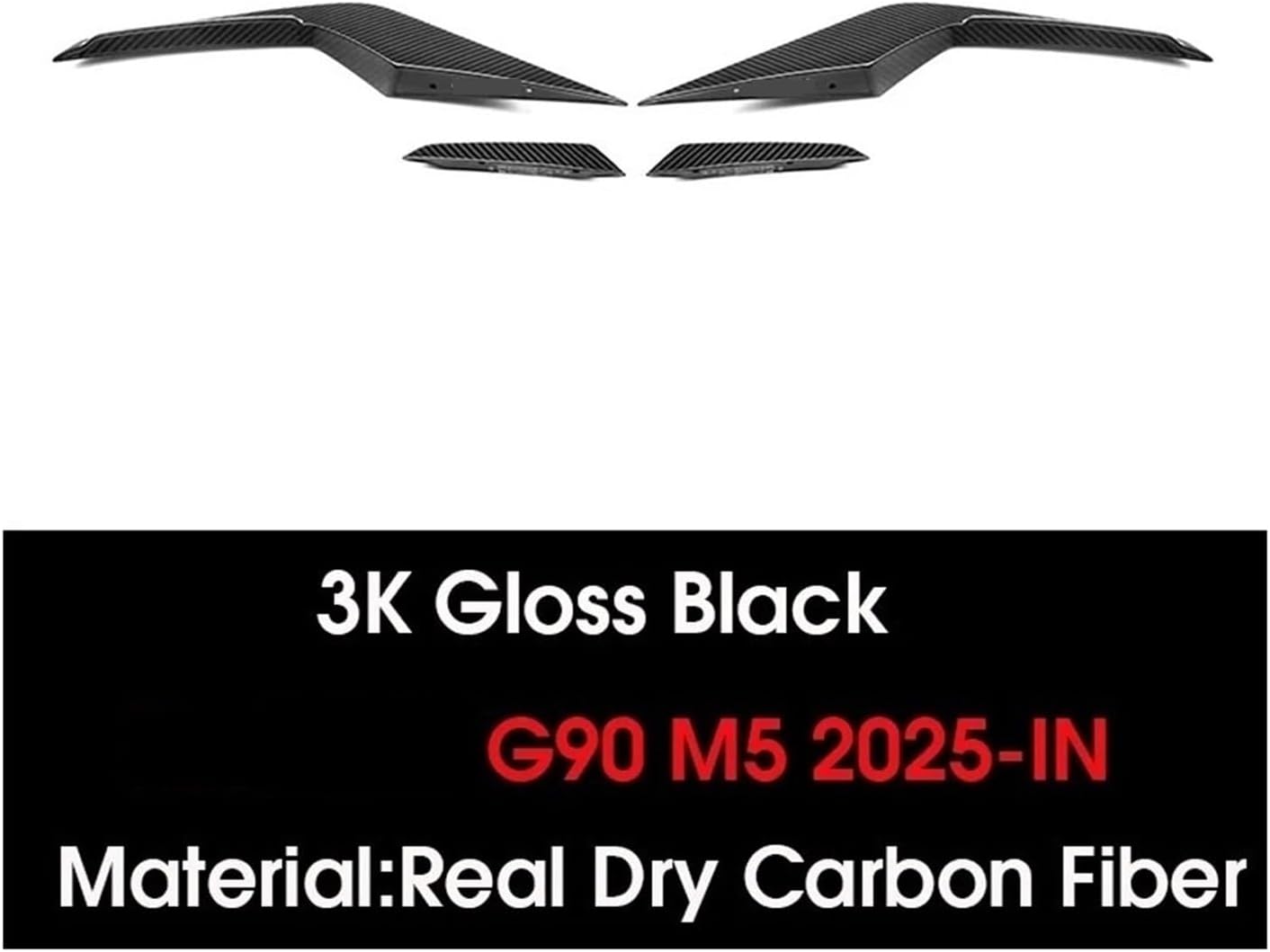 4pcs Dry Carbon Fiber Front Bumper Side Canards Fin Flaps Trim Compatible for BMW G90 M5 2025 2026 2027-IN Car Splitter Canard Body Kit