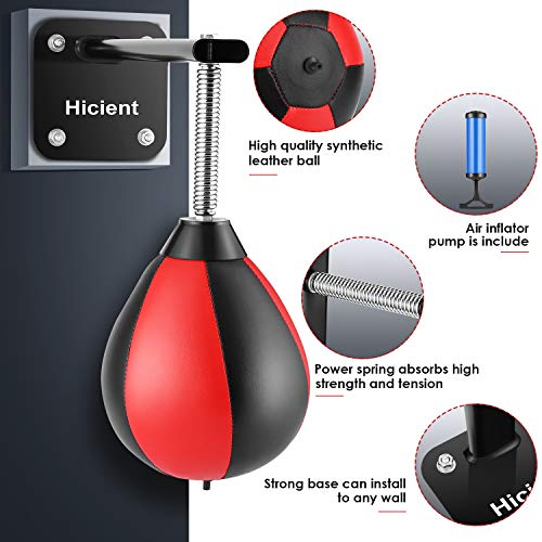 Hicient Boxing Speed Bag with Free Air Pump, Boxing Reflex Ball Wall Punching Bag for Training Boxing Sports (Red)