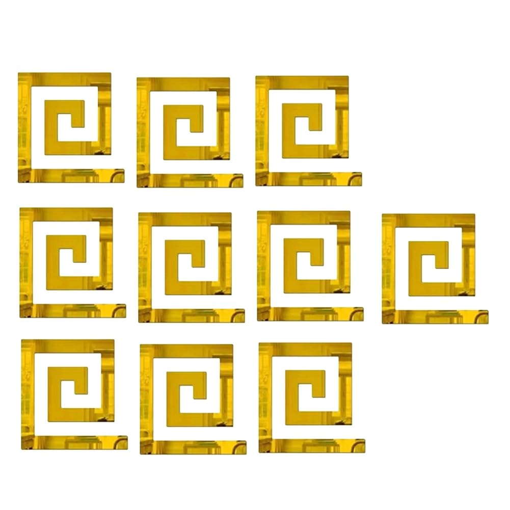 CTRLZS Acrylic Decorative Mirror Stickers Removable Adhesive Wall Mirror Stickers Mirror Stickers for Home Background (Gold)