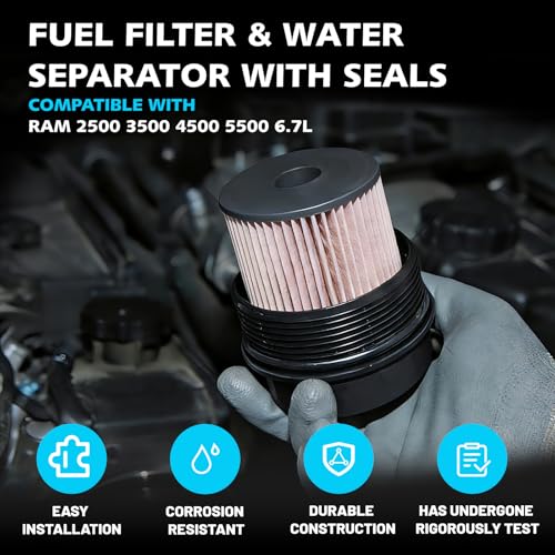 Image of 6.7 Cummins Fuel Filter Water Separator Kit Compatible with 2019-2024 Dodge Ram 2500 3500 4500 5500 6.7L Diesel Turbo Engines | Replaces 68436631AA, 68157291AA