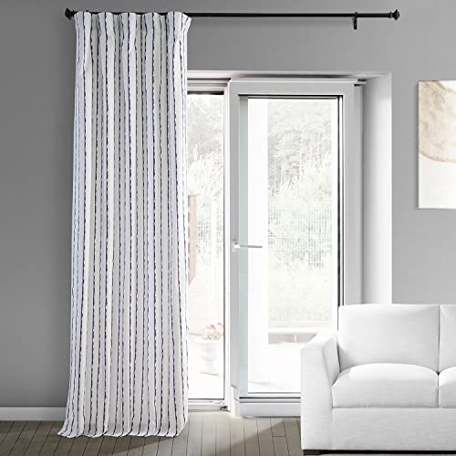 Image of HPD Half Price Drapes Abstract Striped Printed Curtains 108 Inches Long Luxury Cotton Curtains (1 Panel) Room Darkening Window Curtains for Bedroom & Living Room, 50W x 108L, White & Blue Striped