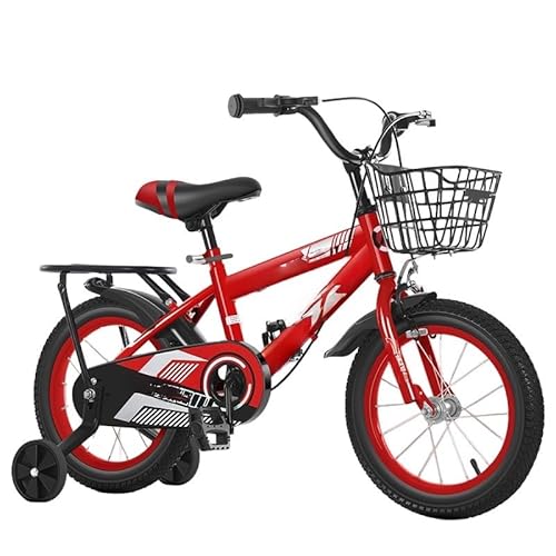 子供用自転車 ,男女兼用,高さ調節可能,補助輪とバスケット付き、組み立て簡単,おしゃれでかっこいい、,4〜12歳向け,12/14/16/18インチ,|幼児用バイク 男女児初心者向け 子供用自転車, 誕生日プレゼントにも最適 (バーミリオンレッド シートモデ