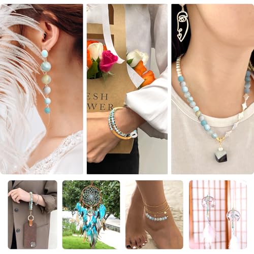 TOAOB 100pcs D'amazonite Perles Pierre Naturelles 8mm Perles Givrées de Vrac Pierres Gemme Énergie pour Fabrication de Bijoux Collier Bracelet Boucle D'oreille - vue 7