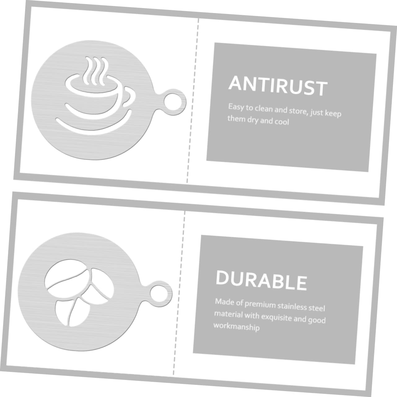 BRIGHTFUFU 2Pcs Coffee Art Stencils Latte Template for Professional Cappuccino Decoration for Valentine Day Parties and Dessert Decoration
