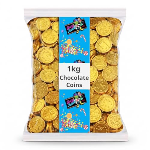 Krazy Kandi 1kg Milk Chocolate Coins Individually Wrapped Bulk Bag | Creamy Cocoa Treats for Party Bags Stocking Fillers and Festive Displays