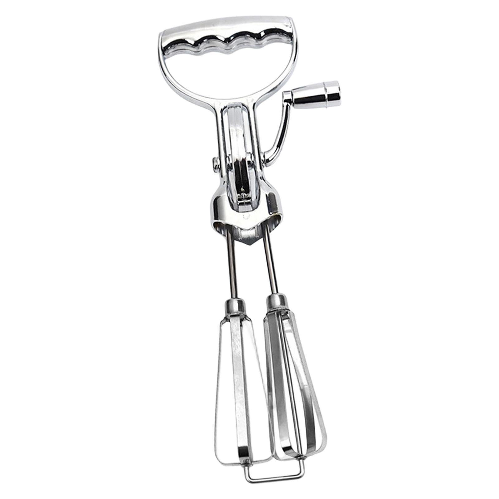 Batteur à Œufs Manuel, Batteur à Main Double Tête en INOX, avec Manche ABS, Ooutil de Cuisine Portable, Fouet Rotatif Manuel pour Crème Chantilly, Blancs d'Œufs, Léger et Facile à Nettoyer