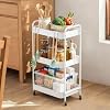 JAQ Makeup Carts, 3-Tier Metal Rolling Utility Storage Organizer Cart Shelf with Wheels for Craft Office Supplies Diapper Snack in Bathroom Kitchen Laundry Classroom Dorm -(3-Tier,White) #2