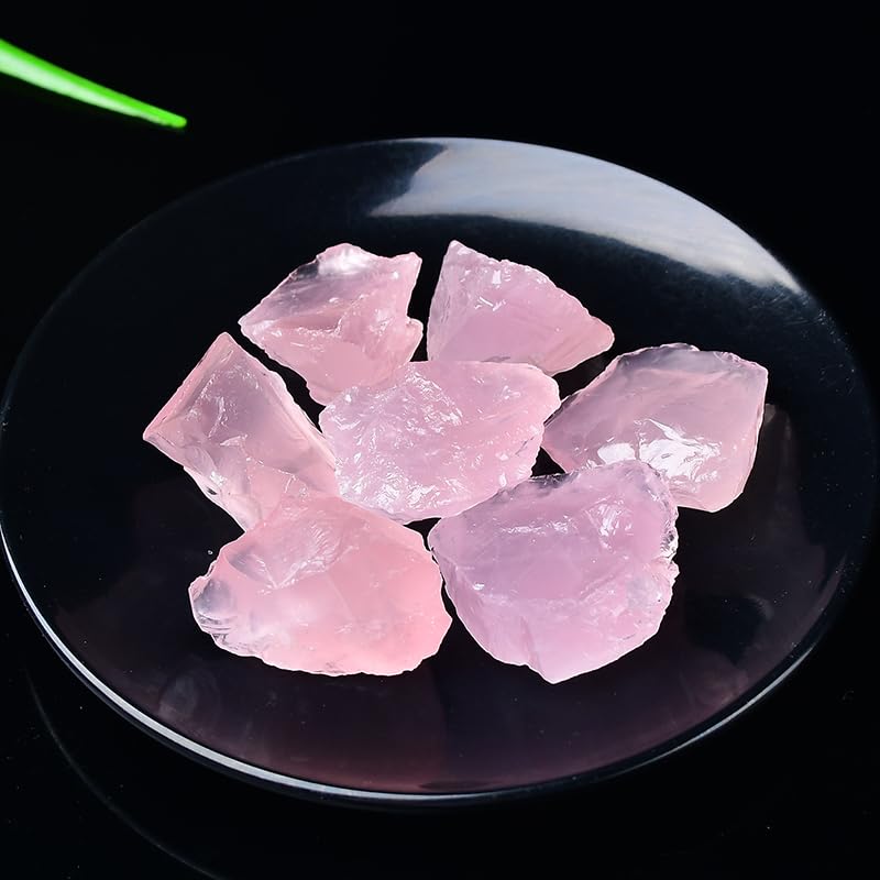 Kamienie i kryształy Naturalny różowy kryształ surowy kamień ozdoba, róża kryształowa mineralna dekoracja akwarium, kryształowy wazon na kwiaty (500 g, 3-5 cm)