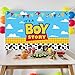 Boy Story Baby Shower Decorations Backdrop Banner,It's A Boy Stroy Large Size 3 x 5Ft Toy Cloud Backdrop Banner Decor