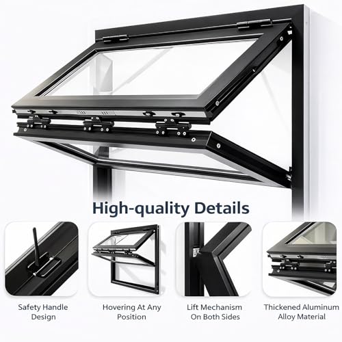 Ventana corredera vertical de aluminio con mango de bloqueo y servicio 7