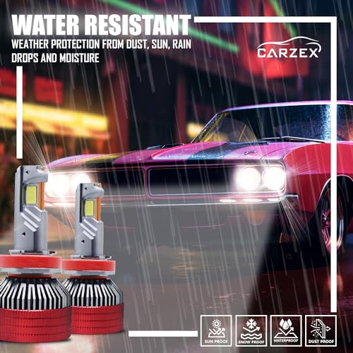 Image of Carzex 300W Crystal Eye LED Headlight Bulbs H8 /H11 | 20,000LM Brightness 6500K Cool White | High Power CSP LED Chip Fog Lights | 1 Year Warranty | 2 PCS, A10s Red