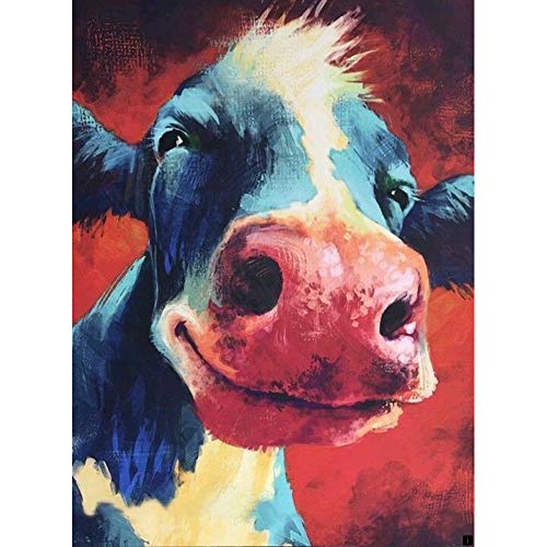 Kit de pintura de diamantes 5D, unicornio de Navidad, pequeños elefantes para niños, flores de mariposa, Wowdecor Full Drill DIY Diamond Art pintura de punto de cruz por números Cattle Cover