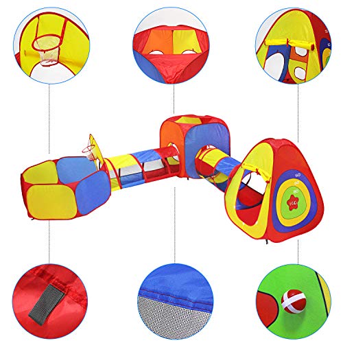 Yoobe Kids Play Tents Jungle Gym W/ Pop Up Tents, Tunnels, And Basketball Pit For Boys, Girls, Babies, And Toddlers With Carrying Case For Indoor & Outdoor Use (5 In 1) #TOP2