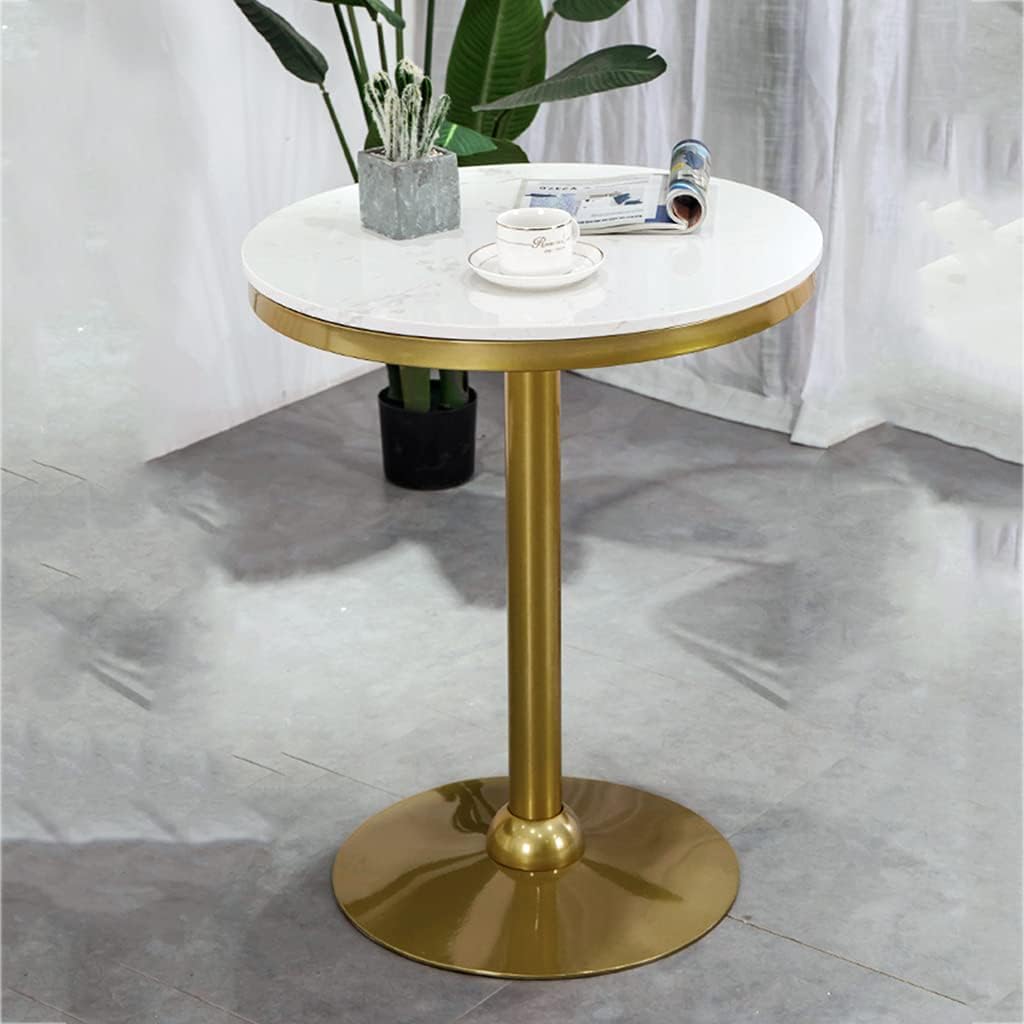 Round Pub Bar Table,Round Marble Cocktail Bar Table with Metal Legs and Base,Corner High Table for Family Reception Room Pub,Modern Iron Craftsmanship,Easy to Assemble,White