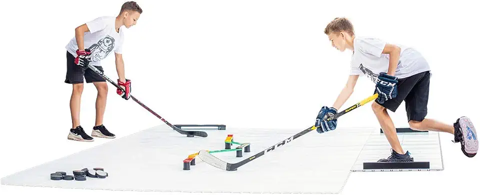 Hockey Revolution My Puzzle Durable Flooring Tiles - Slick Interlocking Training Surface for Stickhandling, Shooting, Passing - Build Your Own Platform (8 Tiles (9.39 sqft) product image