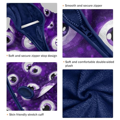 Purple Eyes on Sparkly Background Toddler Fleece Jacket Girl Boys Hooded Fleece Jacket Coat Warm Outwear Zip-up 3-10T3